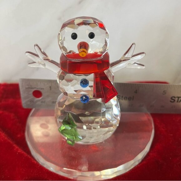 PartyLite Sparkle Colored Crystal Winter Snowman Tealight Holder Retired - Picture 7 of 9